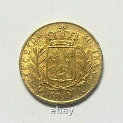 Rare And Very Beautiful Coin Of 20 Francs Gold 1814 A Louis XVIII