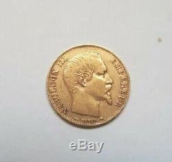 Rare And Very Beautiful Piece Of 20 Gold Francs 1855 Bb Napoleon III Dog Variety / Abei