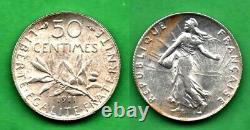 Rare And Very High Quality 50 Centimes 1911 Sommer Sup / Spl Silver Silver