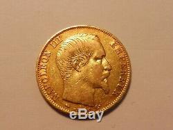 Rare And Very Pretty Gold Coin 20 Francs Napoleon III 1855 D / Ttb + / 6.45 Gr