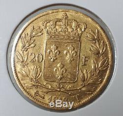 Rare Gold 20 Francs Louis XVIII 1818 T