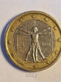 Rare Italian 2008 1 Euro coins in very good condition