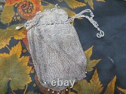 Rare Very Large Beautiful Purse With Silver Metal Coins 21cm