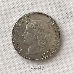 Rare and Very Beautiful 5 Francs Silver Swiss 1907 B Berne