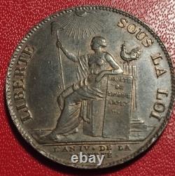 Rare very beautiful 2 sols at the Liberty Monneron 1792, patented without parentheses. SUP
