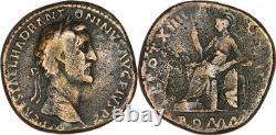 Roman sestertius of Antoninus Pius, 151 AD, seated Rome, very rare R3