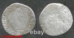 Royal France! VERY RARE Charles VII Small White with Crowns for CHINON