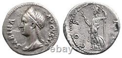 SABINA SABINE (Augusta 128-136/7) uncertain eastern workshop denarius. Very rare