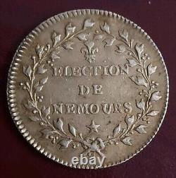 SEINE-ET-MARNE Royal Silver Token ELECTION OF NEMOURS Louis XV VERY RARE BUST