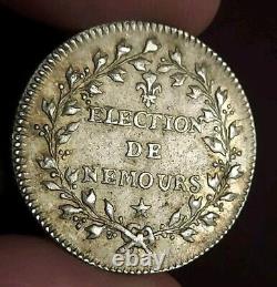 SEINE-ET-MARNE Royal Silver Token ELECTION OF NEMOURS Louis XV VERY RARE BUST