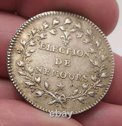 SEINE-ET-MARNE Royal Silver Token ELECTION OF NEMOURS Louis XV VERY RARE BUST