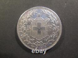SWITZERLAND Currency 5 francs silver 1900 b HELVETIA very rare