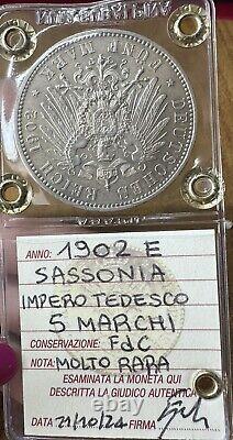 Saxony Coin German Empire 5 Mark 1902 and Very Rare Sealed FDC