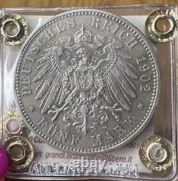 Saxony Coin German Empire 5 Mark 1902 and Very Rare Sealed FDC