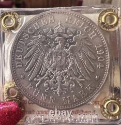 Saxony German Empire 5 Mark 1904 and Very Rare Sealed Mint State
