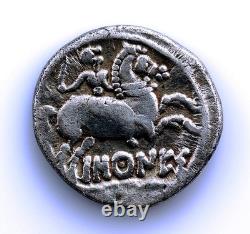 Sc-Hispania-Bascunes (Pamplona). Denarius 120-20 BC, silver 3.82 g. Very rare
