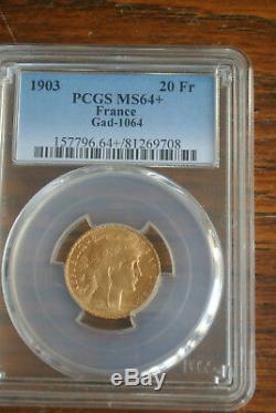Slavée Ms 64 + 20 Francs Gold Coq 1903 Very Rare Condition