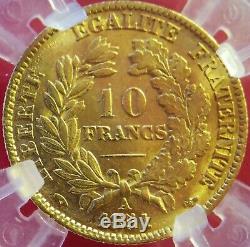 Superb 10 Francs Or Ceres 1851 A Sup Certified Geni Au55 Rare
