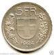 Switzerland Republic 5 Francs Silver 1924 B Very Rare