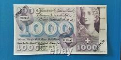 Switzerland Three Rare! Authentic Bill Of 1000 Francs Dated 1970 Specimentype