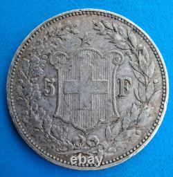 Switzerland VERY RARE 5 francs silver coin 1888 B, km 34, 25,000 pieces