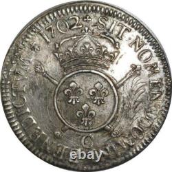 T1335 Very Rare Ecu Insignia Louis XIV 1702 C Caen Silver Make an Offer