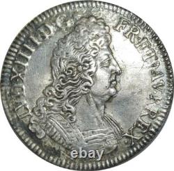 T1335 Very Rare Ecu Insignia Louis XIV 1702 C Caen Silver Make an Offer