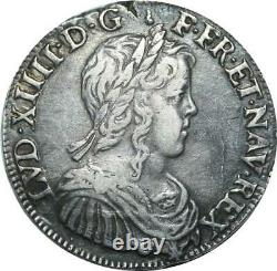 T1505 Very Rare Half 1/2 Ecu Louis XIV M Long 1650 I Limoges Silver F Offer