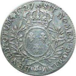 T1583 Tres Rare Half 1/2 Ecu Br Oliviers Louis XV 1727 Z Grenoble Silver Silver