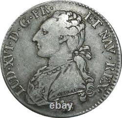 T1599 Tres Rare Half 1/2 Ecu Bust Dressed Louis XVI 1792. A Leopard Silver
