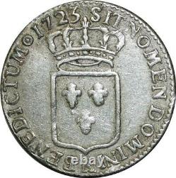 T1866 Tres Rare 1/3 Ecu De France Louis XV 1723 K Bordeaux Silver Silver