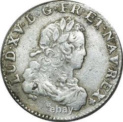 T1866 Tres Rare 1/3 Ecu De France Louis XV 1723 K Bordeaux Silver Silver