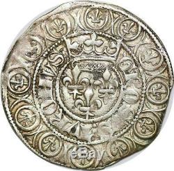 T2393 Rare Charles VI Close To Read Under A 1413 Crown Rouen