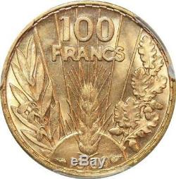 T2909 Very Rare 100 Gold Francs Or Bazor 1936 Pcgs Ms64! A Gem Make Offer