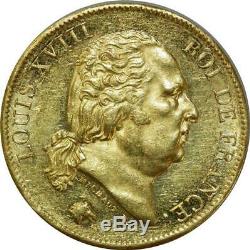 T2923 Very Rare 40 Francs Gold Gold Louis XVIII 1816 L Bayonne Superb +++