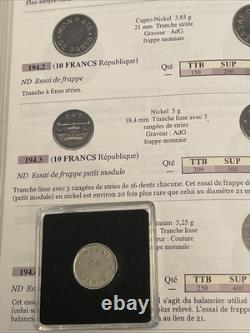 Test strike on 10 Francs 1986, 3 series of very rare grooves, 18.4 mm