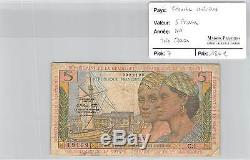 Ticket Antilles Francaises 5 Francs Very Rare