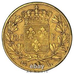 Tres Rare (5.394 Ex) 20 Francs 1818 L (bayonne) Louis XVIII Ttb France Gold