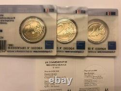 Tres Rare Same Issue On 3 Coincard And Be 2 Euro France 2020 Medical Research