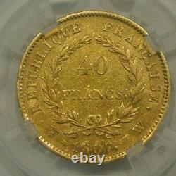 Tres Rare Ttb Rating 1700 Euro 40 Francs Gold Napoleon 1807 W Small Tiring