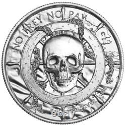 Two 2 oz .999 silver coins, Pirate Captain, very rare, USA