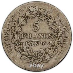 Union And Force 5 Francs An 10 Ma Marseille Very Rare Beautiful Example