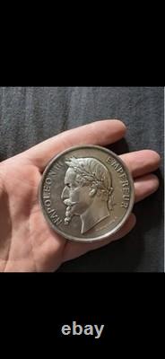 VERY RARE! 151 grams (5 Oz) 30! In the World. Silver Medal NAPOLEON III 1867
