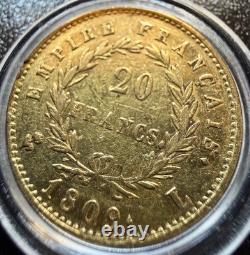 VERY RARE 20 FRANCS GOLD COIN NAPOLEON EMPEROR LAUREATE HEAD 1809 L BAYONNE (2,341 minted)