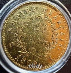 VERY RARE 20 FRANCS GOLD COIN NAPOLEON EMPEROR LAUREATE HEAD 1809 L BAYONNE (2,341 minted)