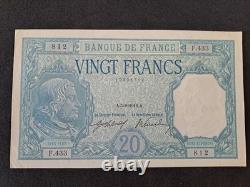 VERY RARE 20 Francs Bayard Banknote from 5-9-1916 UNFOLDED, UNPINNED