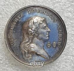 VERY RARE SILVER MEDAL OLOF SWARTZ SWEDISH BOTANIST 1818 engraver Frumerie
