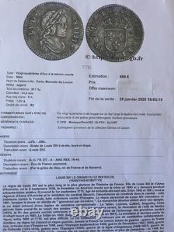 Very Rare 1? 24 Écu 1644 Louis XIV in case - Silver 1.01 g