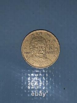Very Rare! 10 Cents Greece 2002 (F) In the Star below the Dates
