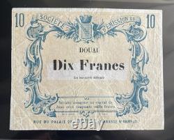 Very Rare! 10 Francs Note 1870 Douai Issuing Company. Unissued